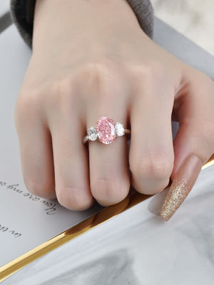 кольцо с бриллиантом 10 Mohs ювелирных изделий диаманта лаборатории 3.52ct овальное розовое