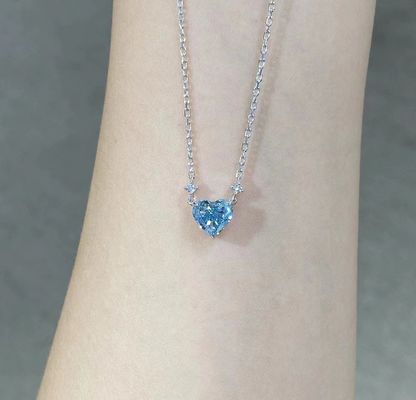 1.51ct Лабораторный бриллиант Ювелирные изделия Синтетический Cvd Синий Сердечный Подвесок 18k Белое золото