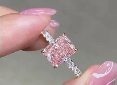 2.26ct Лабораторно выращенное Розовое Алмазное Обручальное кольцо 18K Белое Золото Обручальное кольцо
