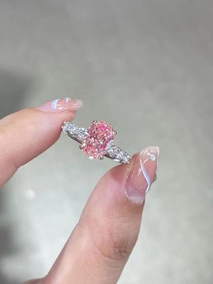 2.5ct Фанси Розовый Лаборатории Созданные Алмазные Обручальные Кольца 18K Белое Золото Свадебное Кольцо