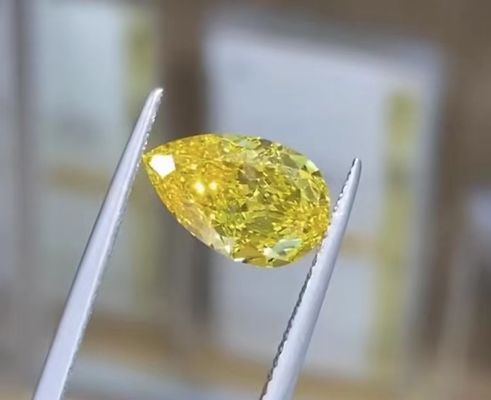 1.16ct Pear Cut Lab Fancy ярко-желтый бриллиант HPHT VS1 Прозрачность идеально подходит для свадебных украшений