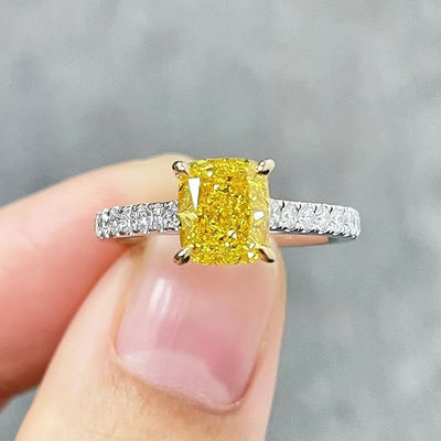 18K Белое золото Лаборатории созданы бриллианты обручальное кольцо 1.05ct Фантастический яркий желтый