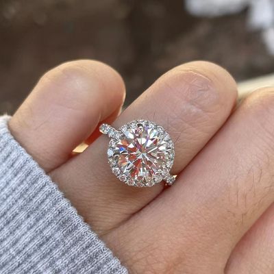 18K настоящее золото DEF VS лабораторно выращенный бриллиантовый кольцо