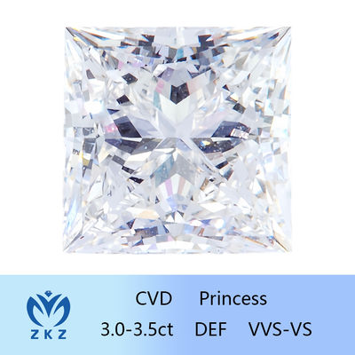 Свободной диамант принцессы Формы 3ct~3.4ct CVD диаманта выросли лабораторией, который бесцветный синтетический с аттестацией IGI
