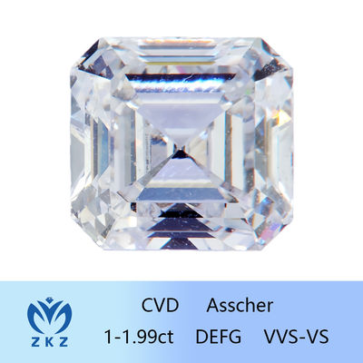Синтетическая квадратная форма 1ct Диапазон CVD Asscher Cut Lab Выросший алмаз Бесцветный