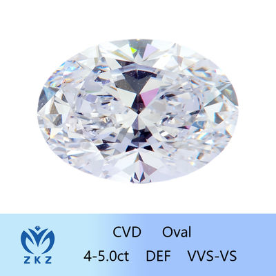 Синтетический бесцветный 4-5ct CVD Лабораторно выращенный овальный бриллиант 10 твердость Моха