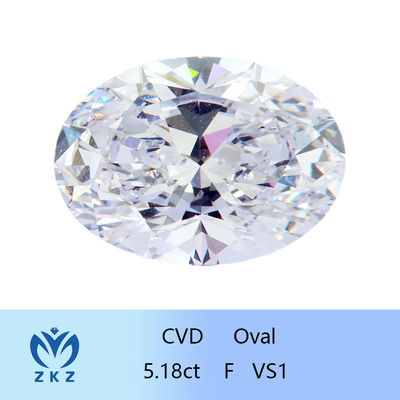 ZKZ Большие бриллианты 5.18ct Сертифицированный свободный овальный лабораторный бриллиант VS1 Прозрачность