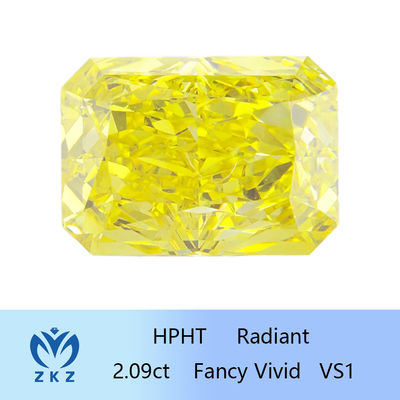 Отрезок 2.09ct IGI причудливого яркого желтого диаманта HPHT искусственный излучающий аттестовал