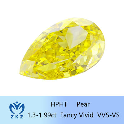 1.3ct-1.99ct HPHT Pear Loose Lab создан желтым алмазом с сертификацией IGI