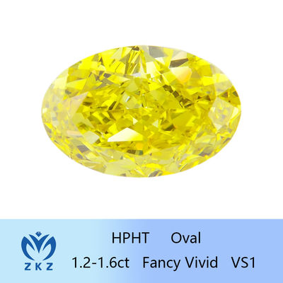 Овальный рез HPHT Лаборатория созданный желтый бриллиант 1.2ct-1.6ct IGI сертификат