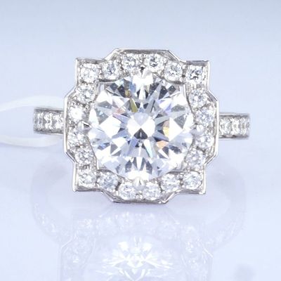18k Cool Design Кольцо 3ct Белое лабораторное бриллиантовое кольцо Круглое кольцо синтетическое бриллиантовое кольцо