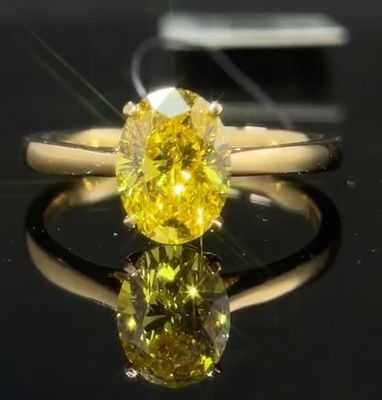 1.59ct Лабораторный бриллиант ювелирные украшения овальный резка бриллиантовый кольцо Фанси яркий желтый классический стиль