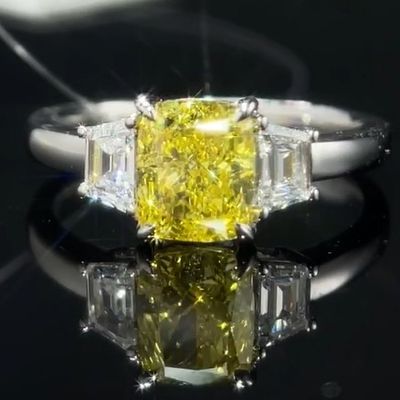 1.22ct Лабораторно выращенное бриллиантовое кольцо с желтым бриллиантом Три камня стиль ювелирные изделия